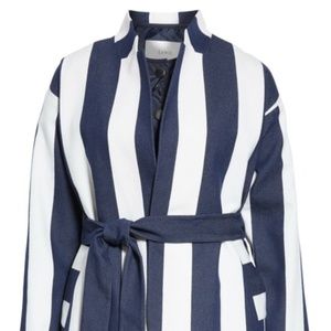 Lewit Stripe Tie Waist Blazer with Vest Insert